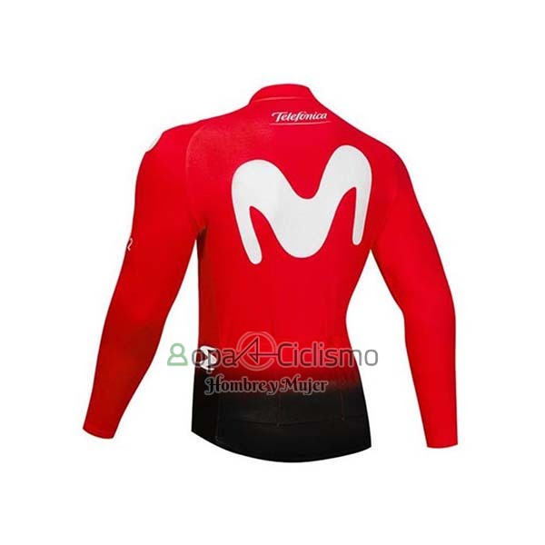 Movistar Ropa Ciclismo Culotte Largo 2020 Mangas Largas Rojo Blanco